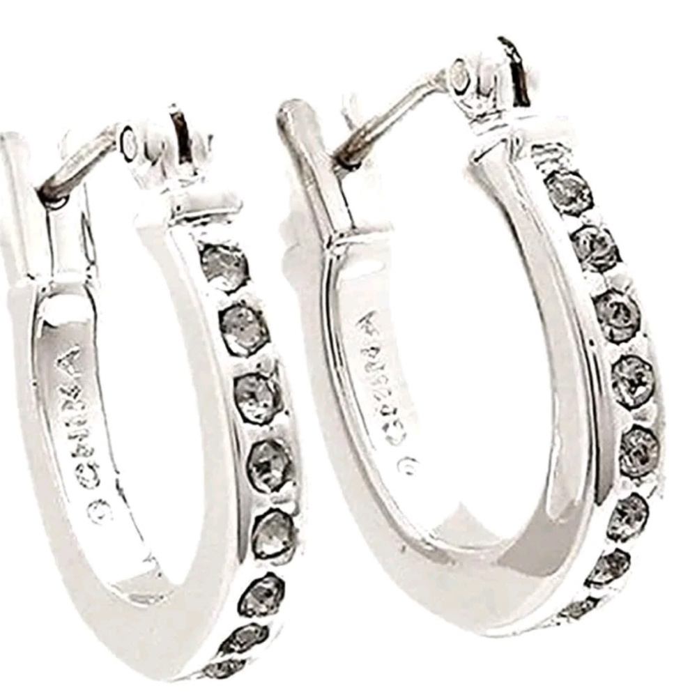 Coach Pave Signature Huggie Earrings NWT